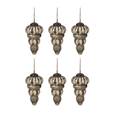 Whisen 3x3x5.5" Tear Drop Ornament, Glass Decorative Hanging Christmas Tree Ornaments, Set of 6 - Silver | Target