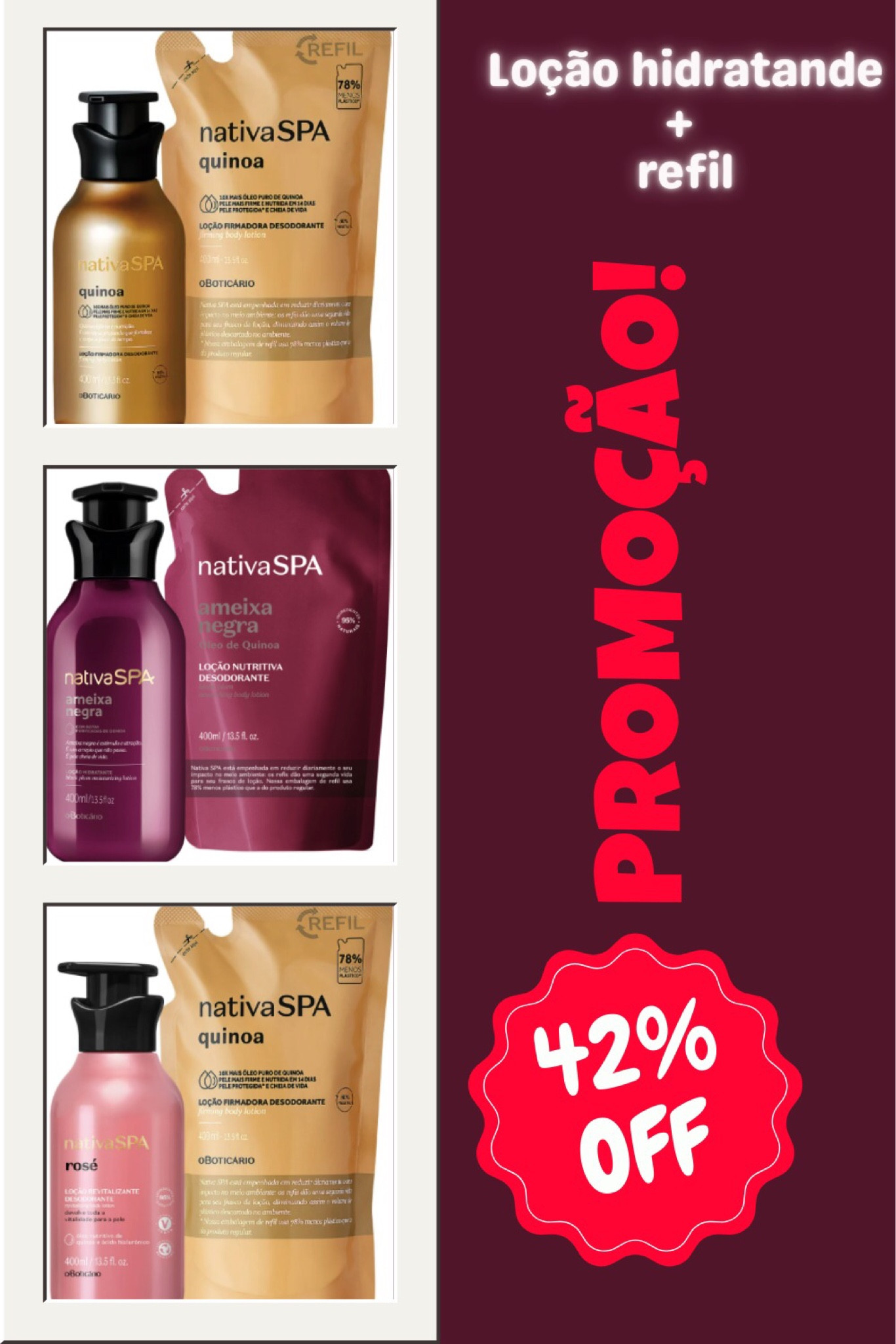 🌿✨ Promoção Relâmpago: Combo Nativa SPA Hidratante + Refil com Desconto! ✨🌿

Prepare-se para uma experiência de cuidado incrível que vai deixar sua pele radiante e sua alma revigorada! 😍✨


Por um tempo limitado, estamos oferecendo nosso famoso hidratante Nativa SPA acompanhado de um refil com um desconto especial. Isso significa que você pode manter sua pele macia e perfumada por mais tempo, economizando ao mesmo tempo! 💆‍♂️💆‍♀️🛍️

Não deixe essa promoção escapar. Mime-se e cuide da sua pele da maneira que ela merece. Peça o seu combo agora mesmo! 🚀💖

#LTKbrasil #LTKstyletip #LTKbeauty