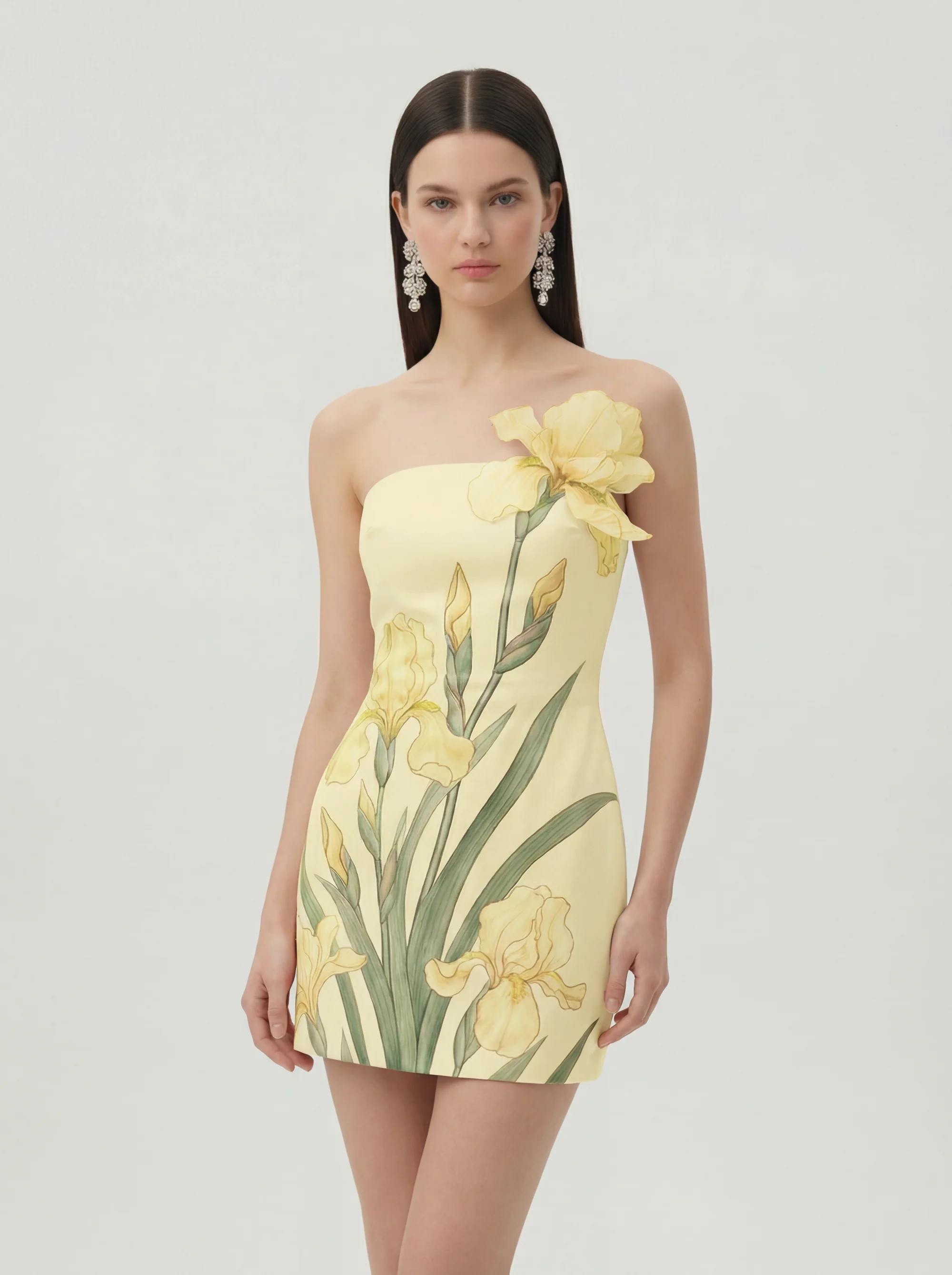 Floral Printed Mini Dress - Yellow | JW PEI US