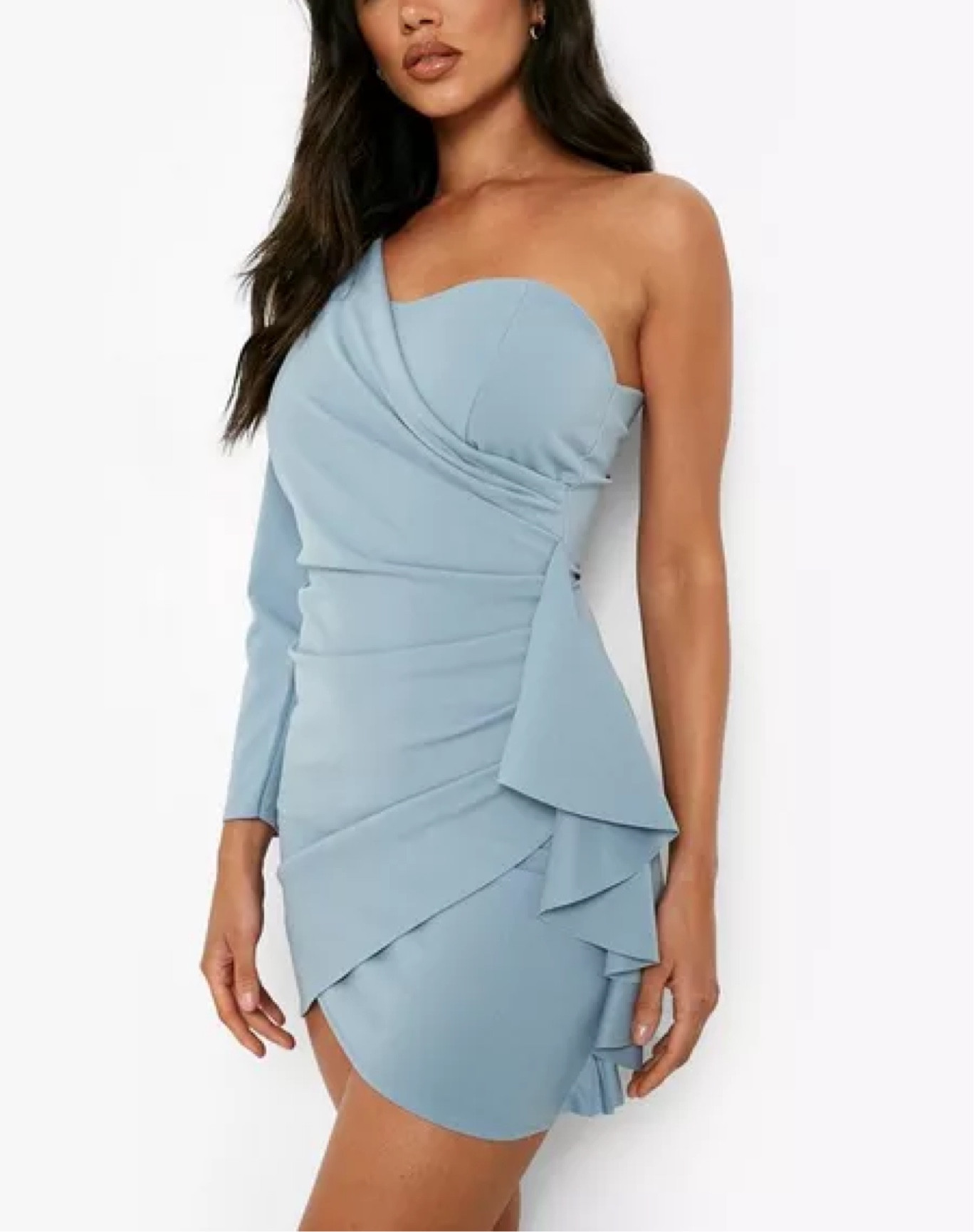 boohoo light blue dress Blue Tulle Beaded Floor Length A-Line Prom Dress, Elegant Off the Shou