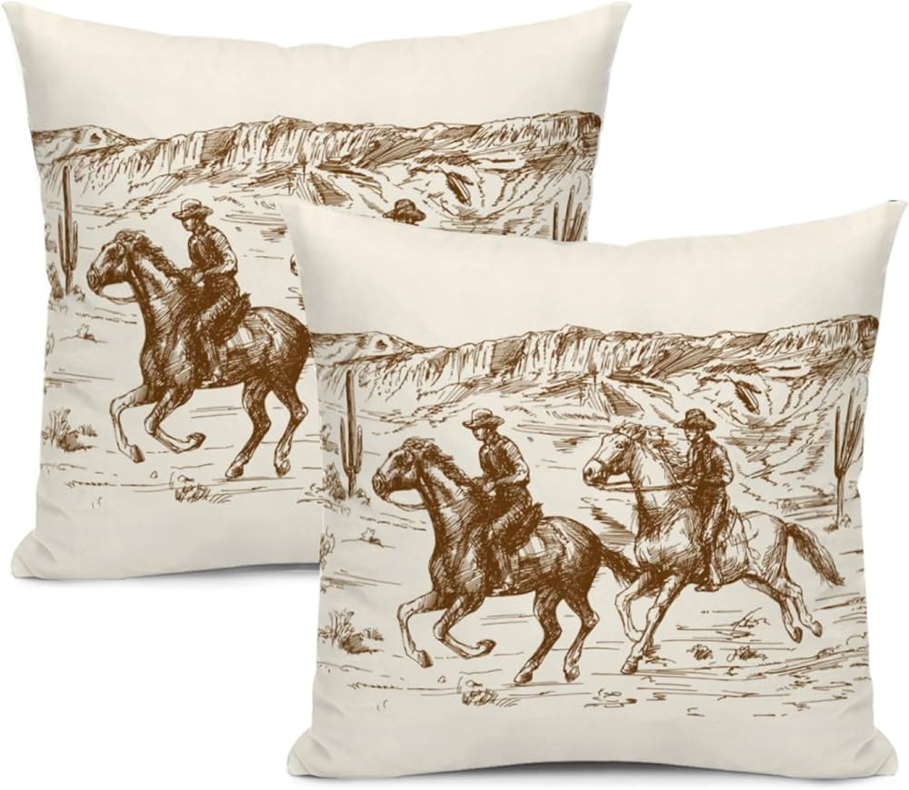 Western Throw Pillow Covers Home Decor 18x18 Inch Cute Western Decorative Pillowcase Cushion Cove... | Amazon (US)