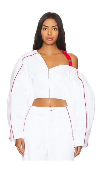 X Jacquemus Track Jacket in White & University Red | Revolve Clothing (Global)