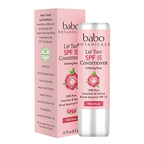 Babo Botanicals SPF 15 Lip Tint Conditioner, Wild Rose, 0.15 Ounce | Amazon (US)