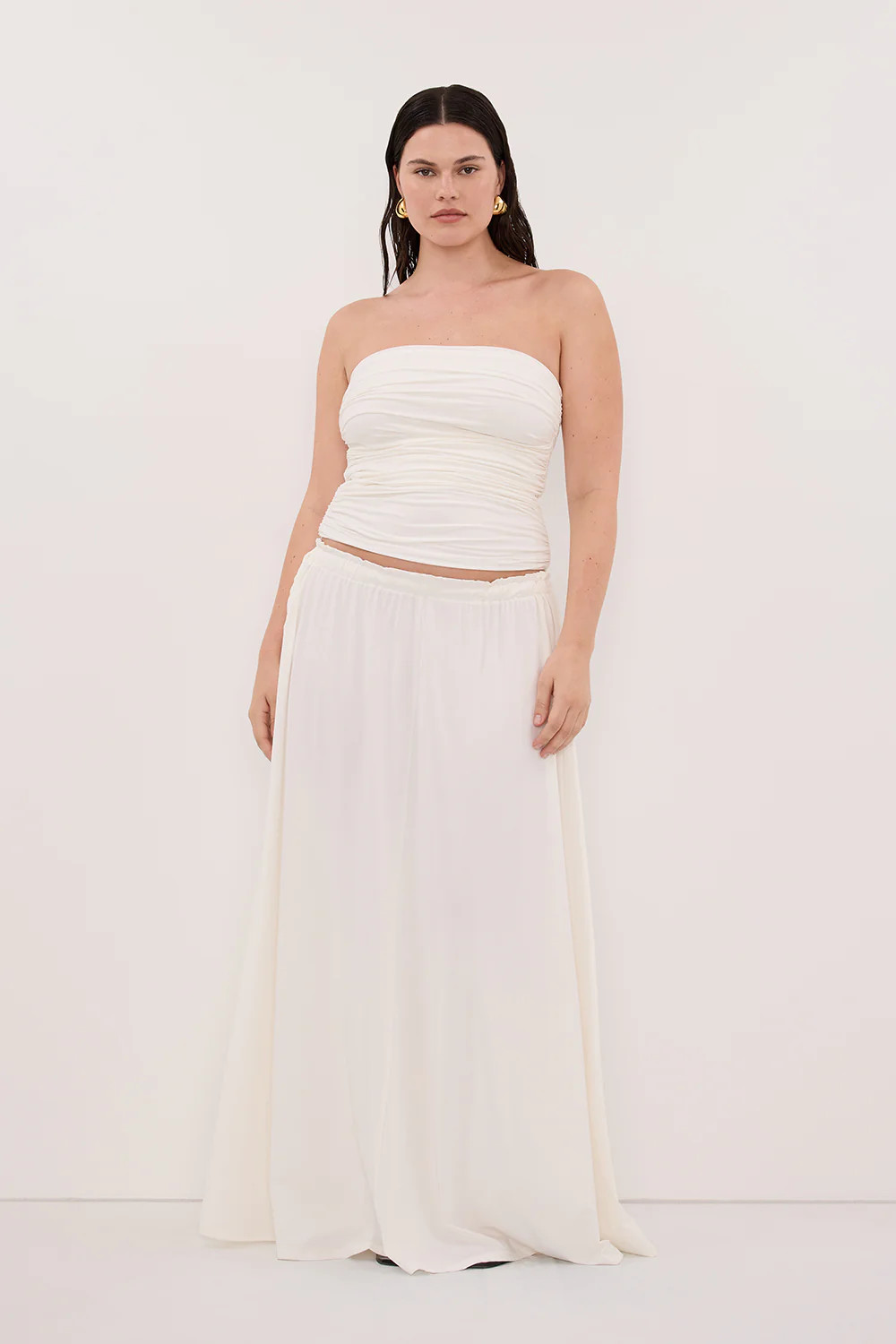 SHARI OFF WHITE STRAPLESS BANDEAU TOP | DISSH