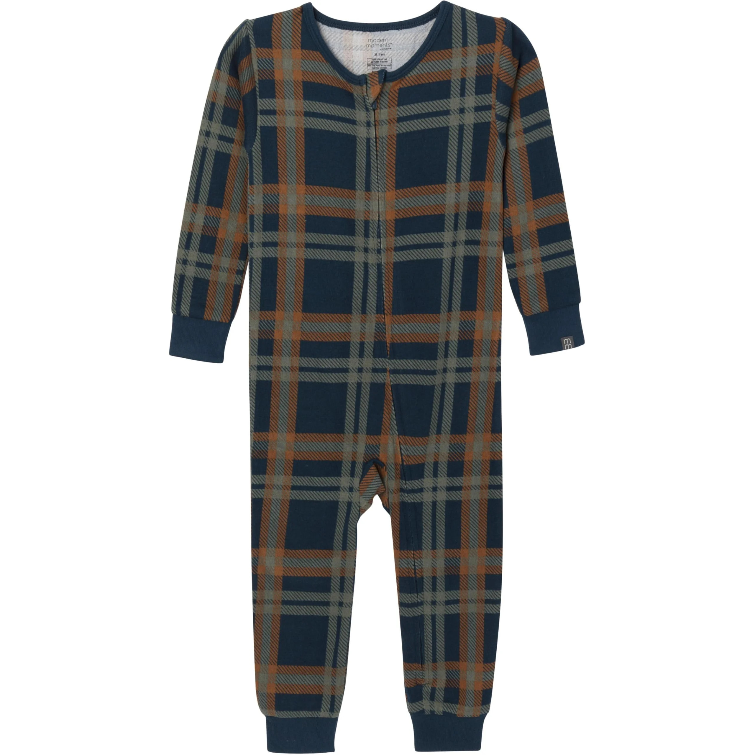 Gerber Modern Moments Baby Hacci Footless Pajamas Navy Plaid 12 Months | Walmart (US)