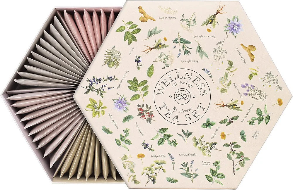 ACORUS | Wellness Tea Set | Natural Assorted Tea Hamper Box Gift Set | Herbal Tea | Large Tea Sam... | Amazon (US)