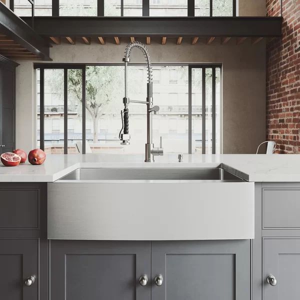 Bedford 33" L x 22" W Farmhouse Kitchen Sink with Faucet | Wayfair North America