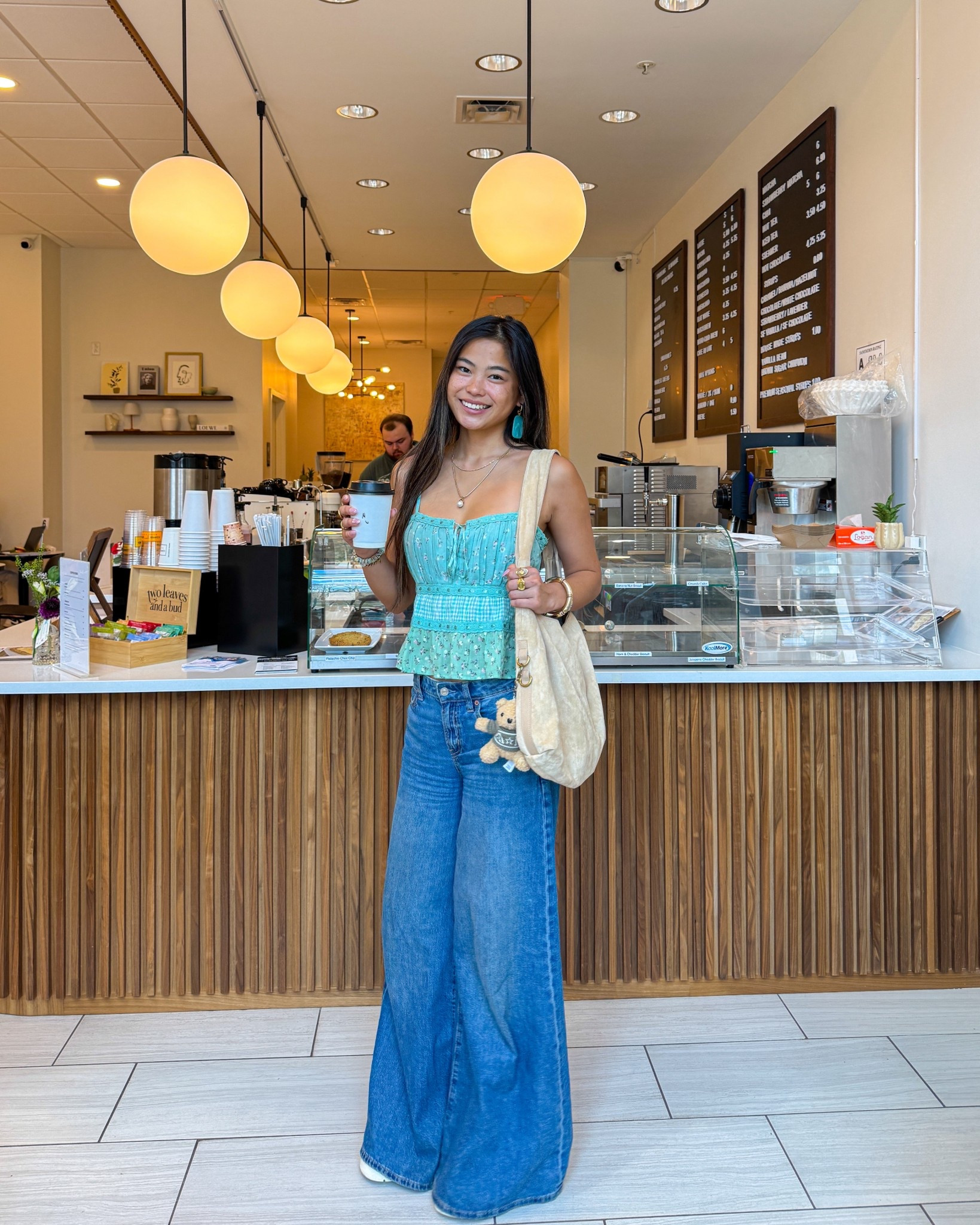 casual spring outfit inspo, coffee shop ootd, spring patchwork tank, wide leg jeans, bag charm bear, shoulder bag, cute outfit ideas, spring looks

#LTKootd #LTKSpringSale #LTKU