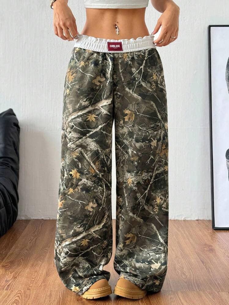 SHEIN Tall CURVE Plus Size Women's Spring/Summer Fashion Fashion Hip-Hop Sportswear Plaid Wide Leg Fold Waistband Cargo Pants | SHEIN