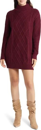 Lulus Cuddle Up Close Long Sleeve Cable Sweater Dress | Nordstrom | Nordstrom
