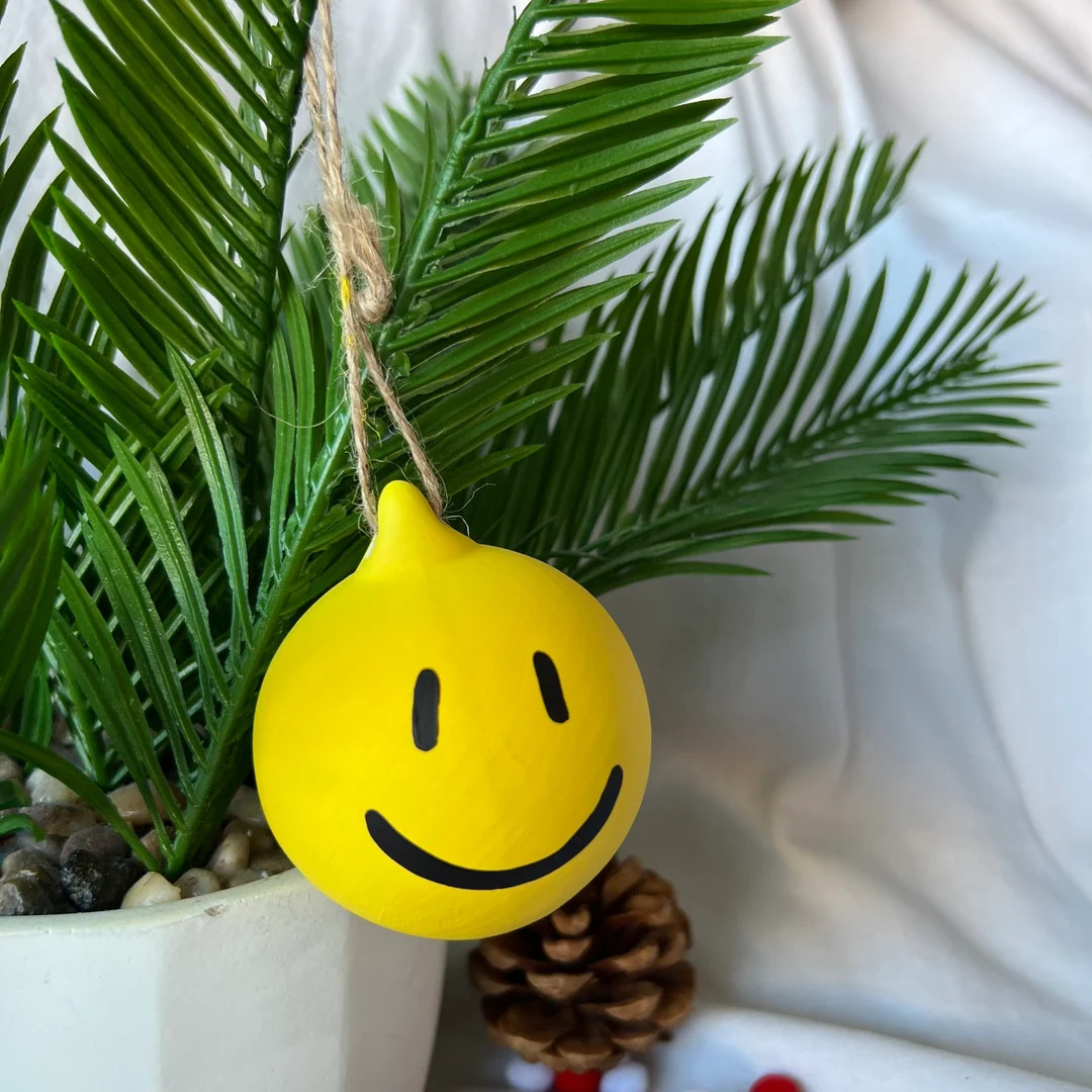Smiley Face Ceramic Bauble Christmas Tree Decoration Colourful - Etsy UK | Etsy (UK)