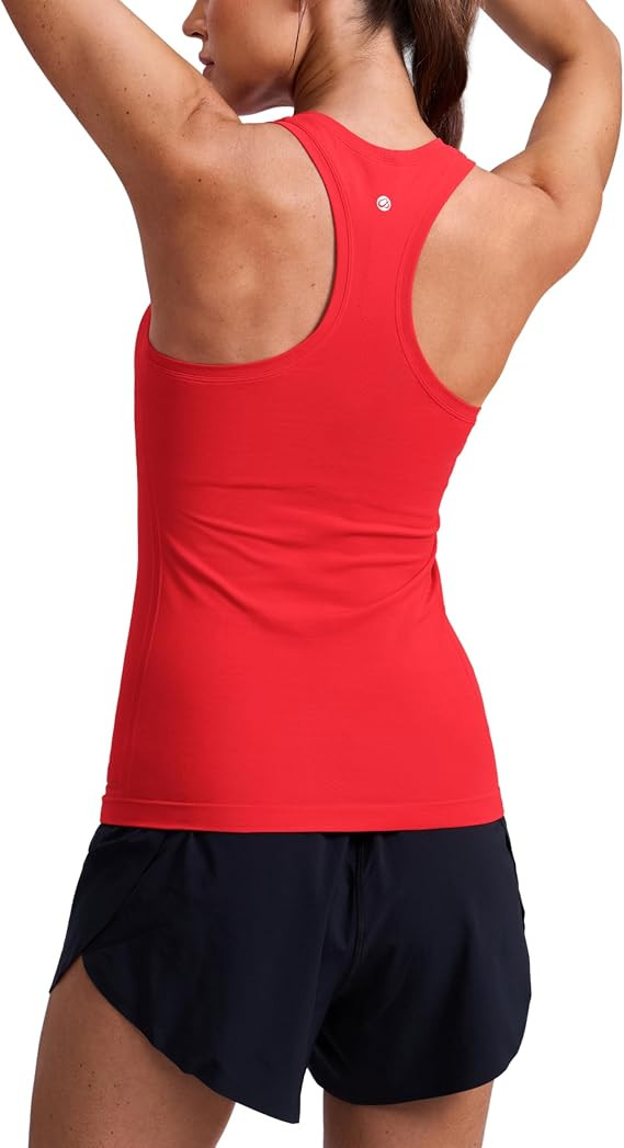 CRZ YOGA Seamless Racerback Tank Hip Length | Training, Chafe-Free, Slim Fit, Crewneck, Mesh Vent... | Amazon (US)