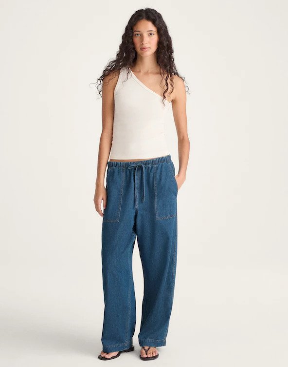 Pull-On Barrel-Leg Utility Pants in Airy Denim | Madewell