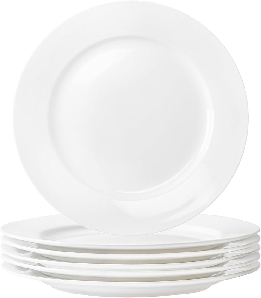 White Ceramic Dinner Plates Set of 4, 10 Inch Porcelain Dinner Plates for Salad, Pasta, and Steak... | Amazon (US)