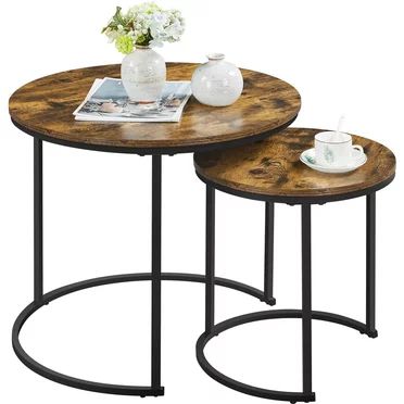 Amzdeal Modern Nesting Coffee Table Set of 2 Walnut | Walmart (US)