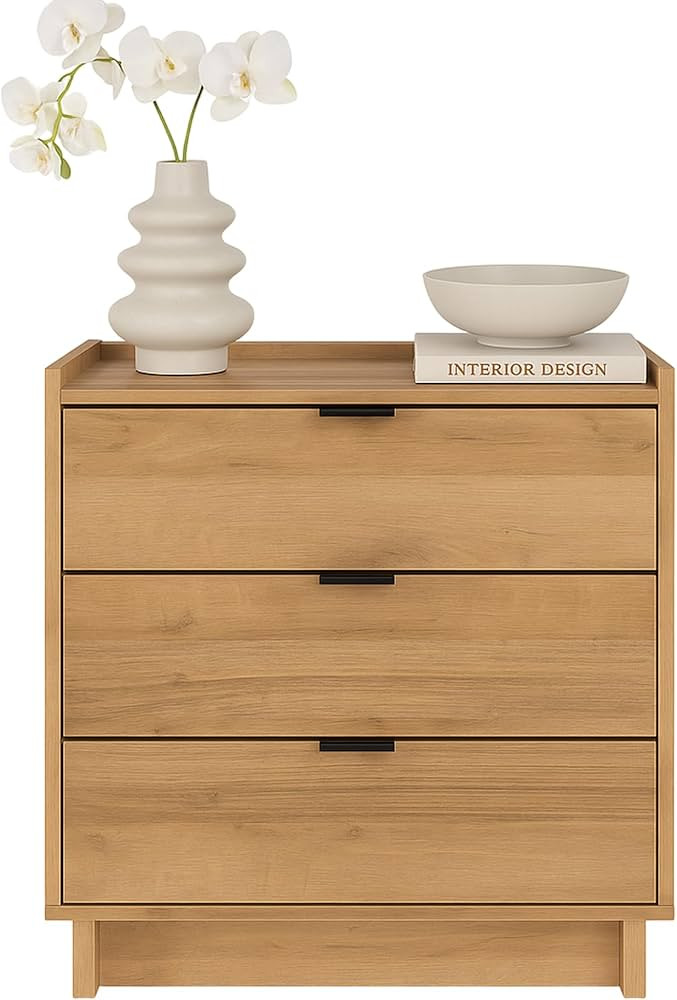 Prepac Simply Modern Nightstand Bedside Table, Natural Oak Nightstand for Bedroom, End Table with... | Amazon (US)