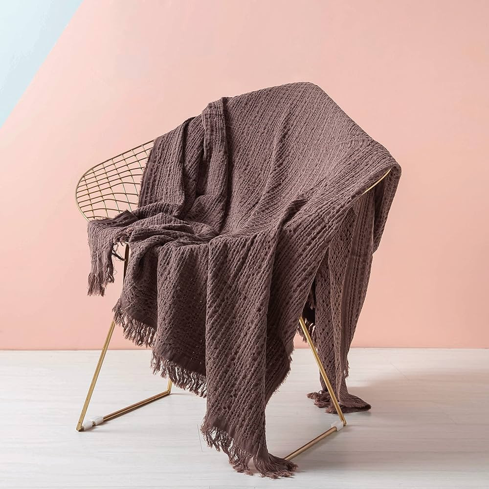 Simple&Opulence 100% Cotton Throw Blanket for Couch, Bed, Waffle Weave Cable Knit Blanket with Ta... | Amazon (US)