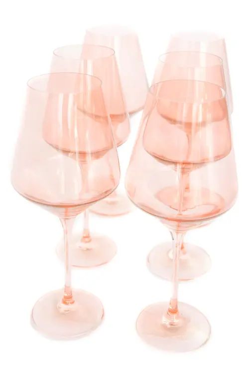 Estelle Colored Glass Set of 6 Stem Wineglasses in Blush Pink at Nordstrom | Nordstrom