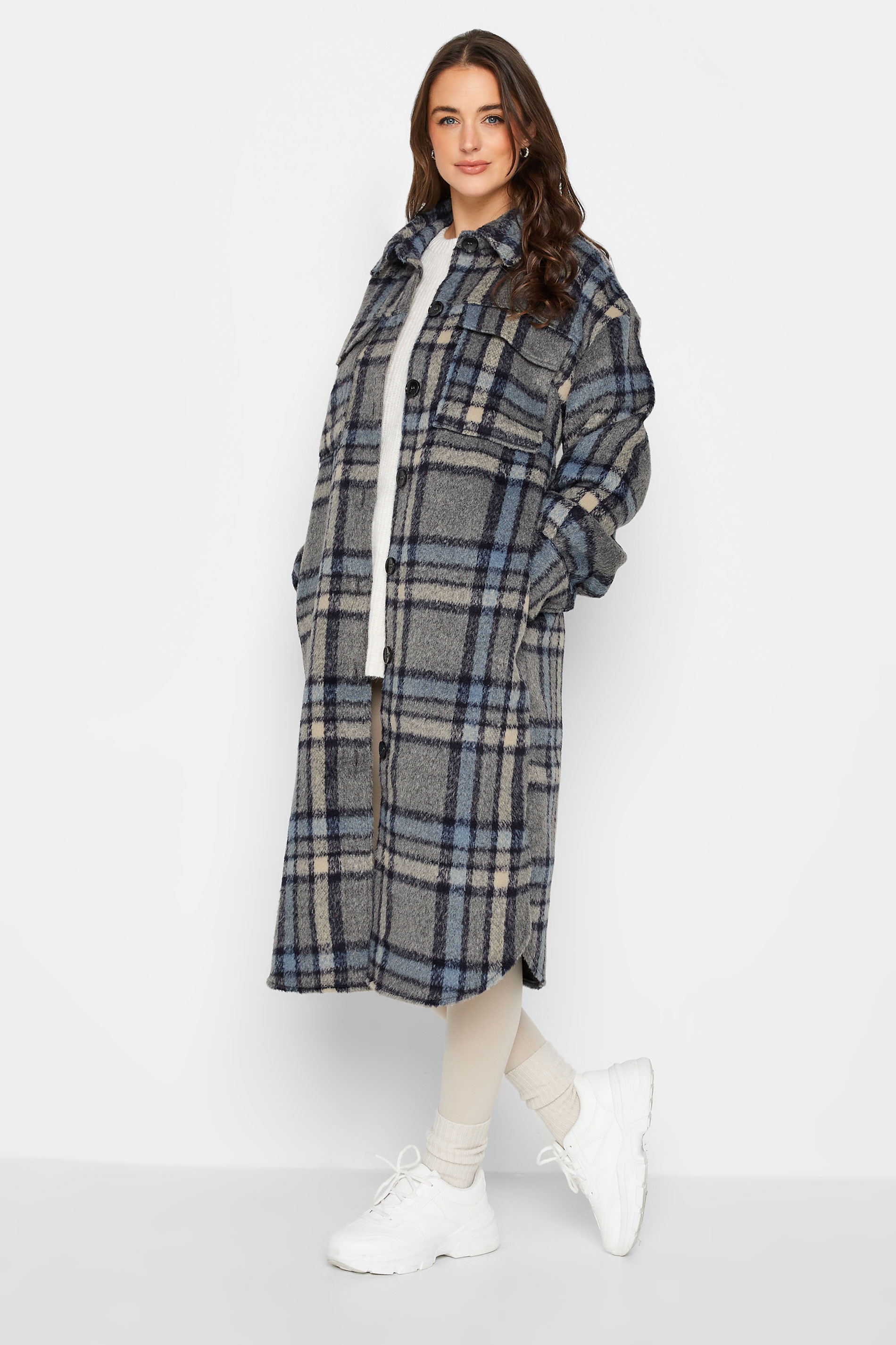 LTS Tall Blue Check Midi Shacket | Long Tall Sally