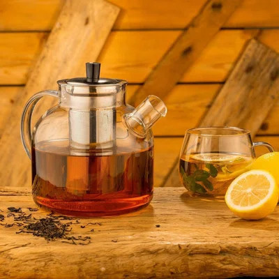 1500Ml(50Oz) Glass Teapot With Removable Infuser, Stovetop Safe Large Tea Pot, Blooming And Loose Leaf Hand Crafted Kettle For Women And Adult With S | Wayfair North America