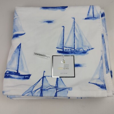 One Bath Towel Deborah Connolly Sailboats Nautical Coastal Beach Blue | eBay US