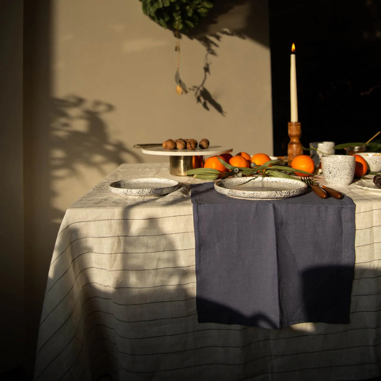 Luna Stripe Linen Tablecloth | Piglet