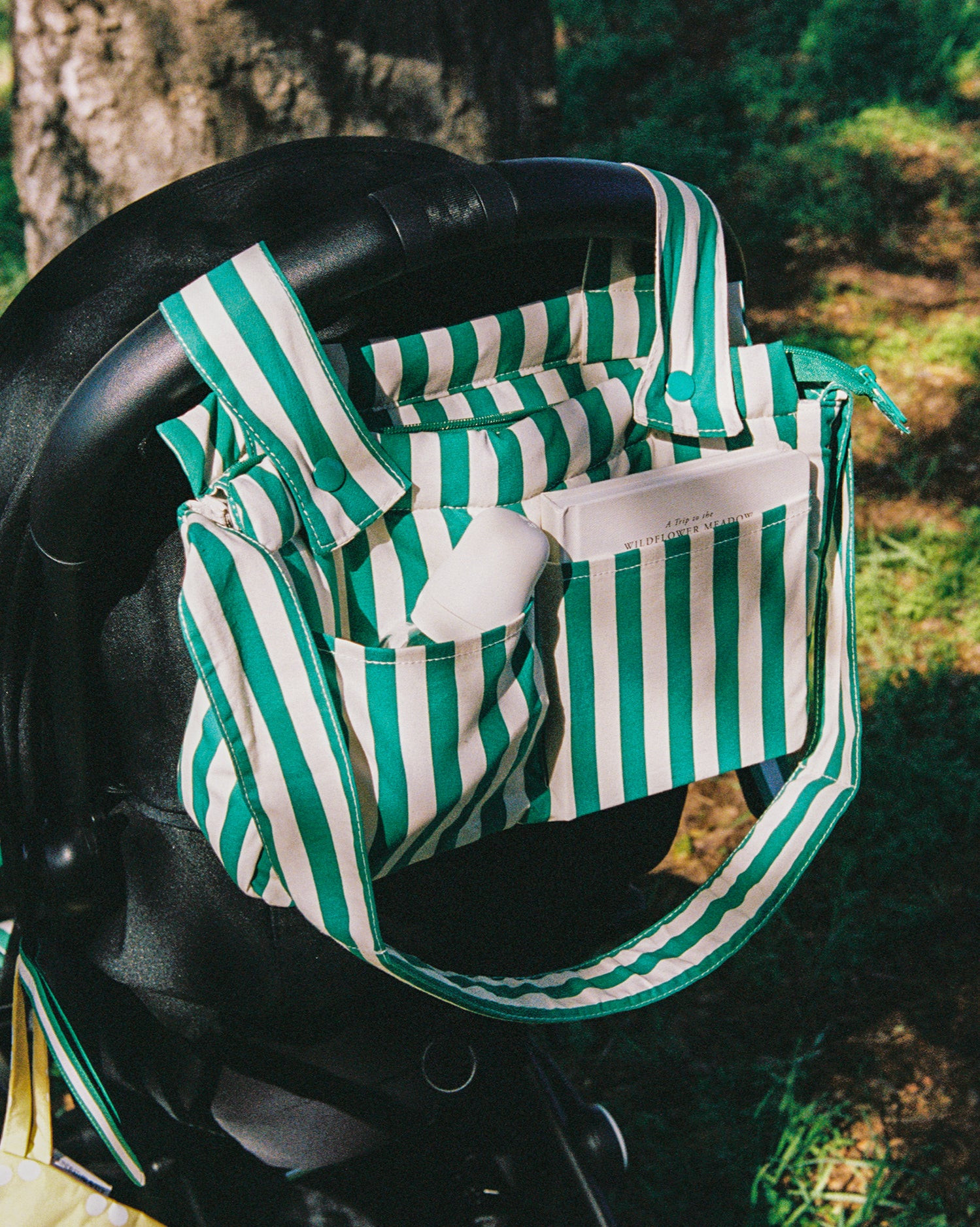Universal Baby Stroller Organizer Bag Converts To Crossbody | Green Stripe - Storq by Kindred Bra... | Kindred Bravely