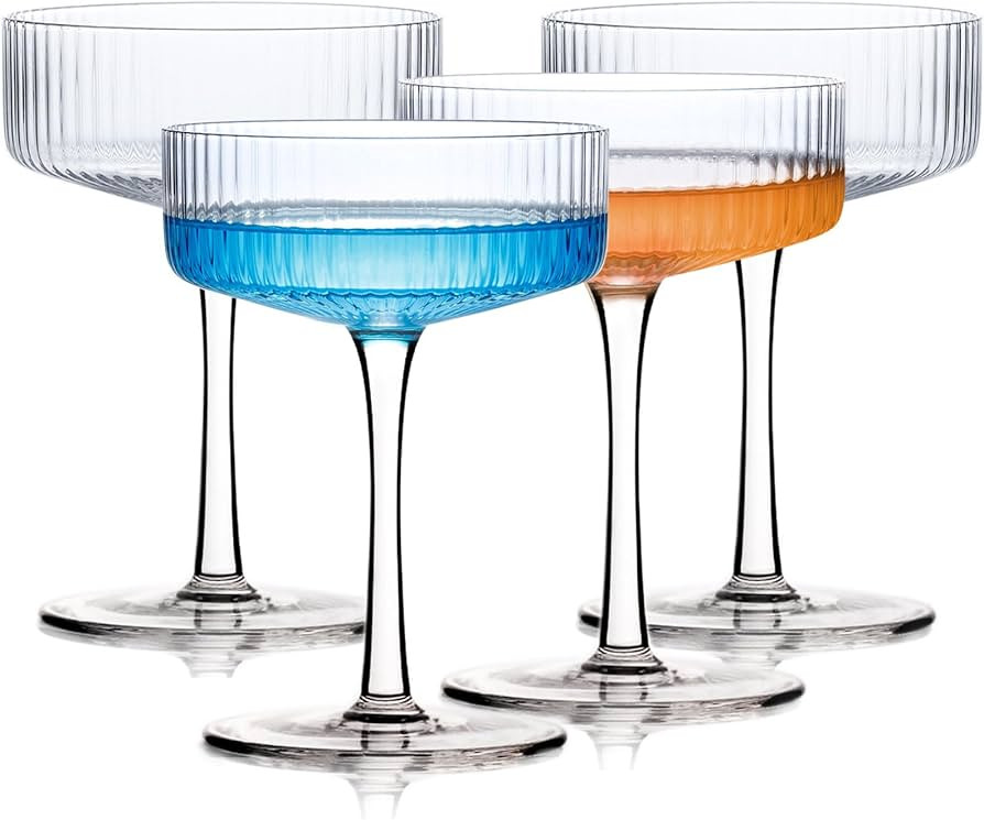 Handblown Crystal Coupe Glasses Set of 4, 9 oz Martini Glass Set with Stem, Elegant Cocktail Glas... | Amazon (US)