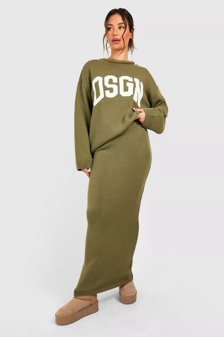 Dsgn Crew Neck Knitted Sweater And Maxi Skirt Set | boohoo (US & Canada)