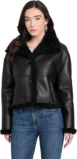 GUESS Women's Terry Crop Faux Shearling | Amazon (US)