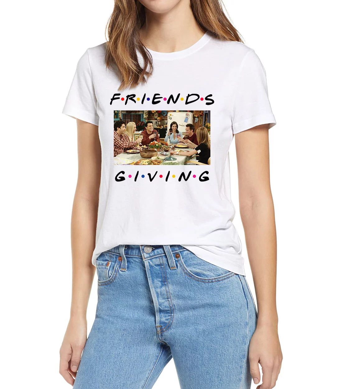 Envmenst Happy Friendsgiving The Family We Choose Thanksgiving Women's Cotton T-Shirt | Walmart (US)