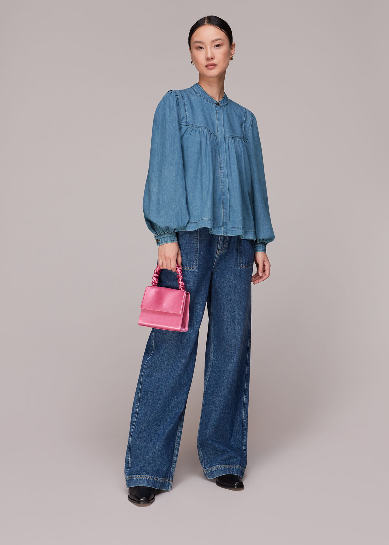 Mollie Chambray Denim Blouse | Whistles