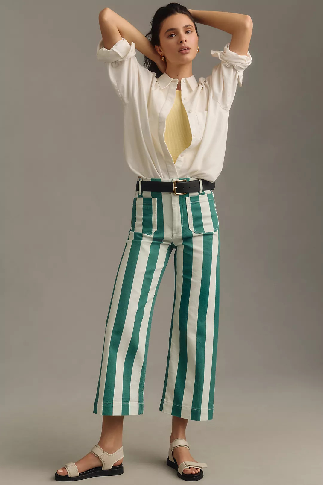 The Colette Denim Cropped Wide-Leg Jeans by Maeve | Anthropologie (US)