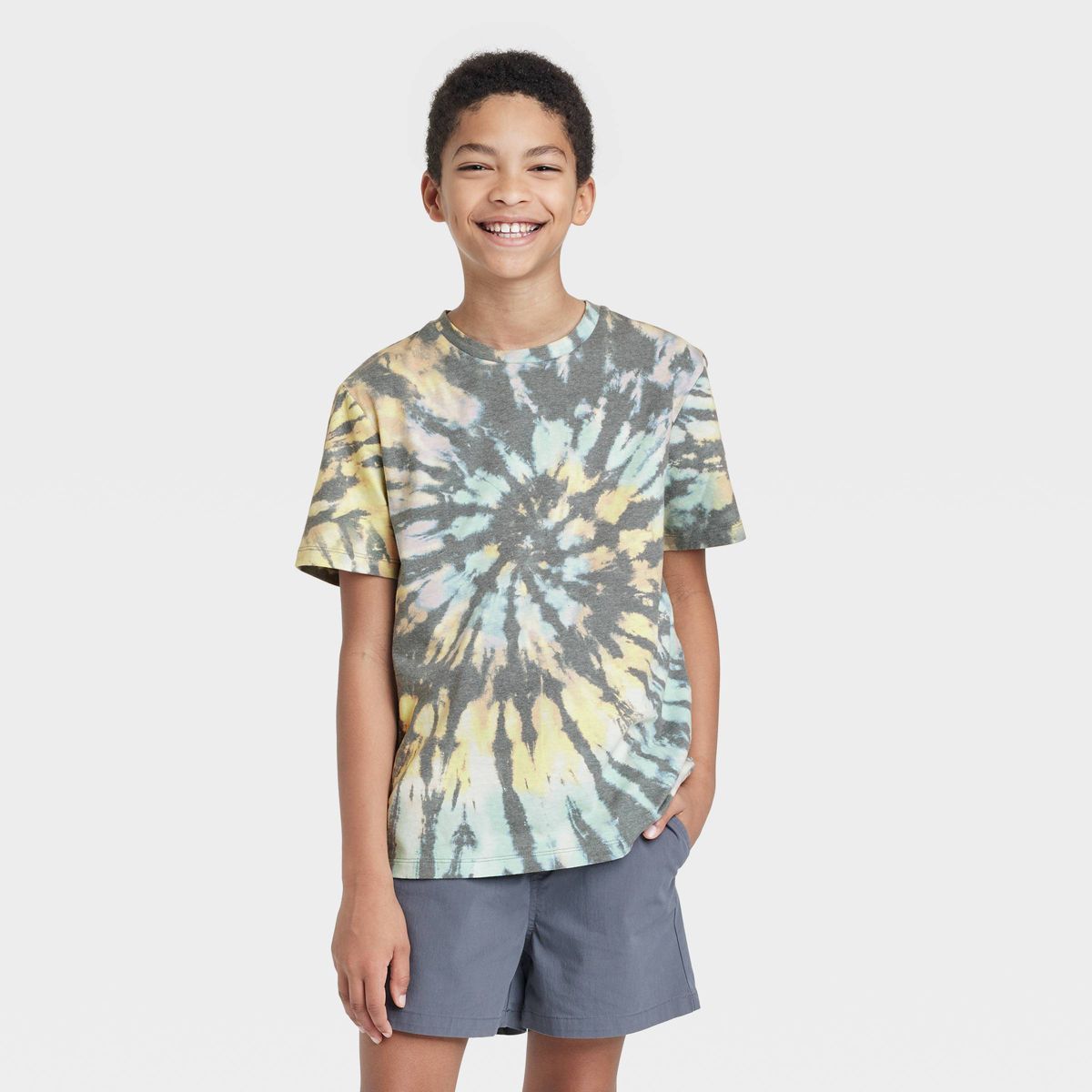 Boys' Swirl Tie-Dye Short Sleeve T-Shirt - art class™ Black | Target