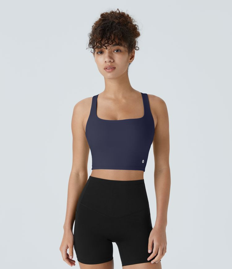 Women’s Softlyzero™ Airy Square Neck Backless Crisscross Cropped Cool Touch Yoga Tank Top-UPF... | HALARA