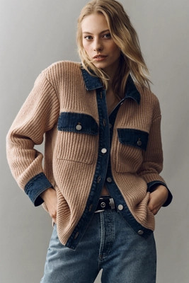 BLANKNYC Playing the Field Denim Knit jacket | Anthropologie (US)
