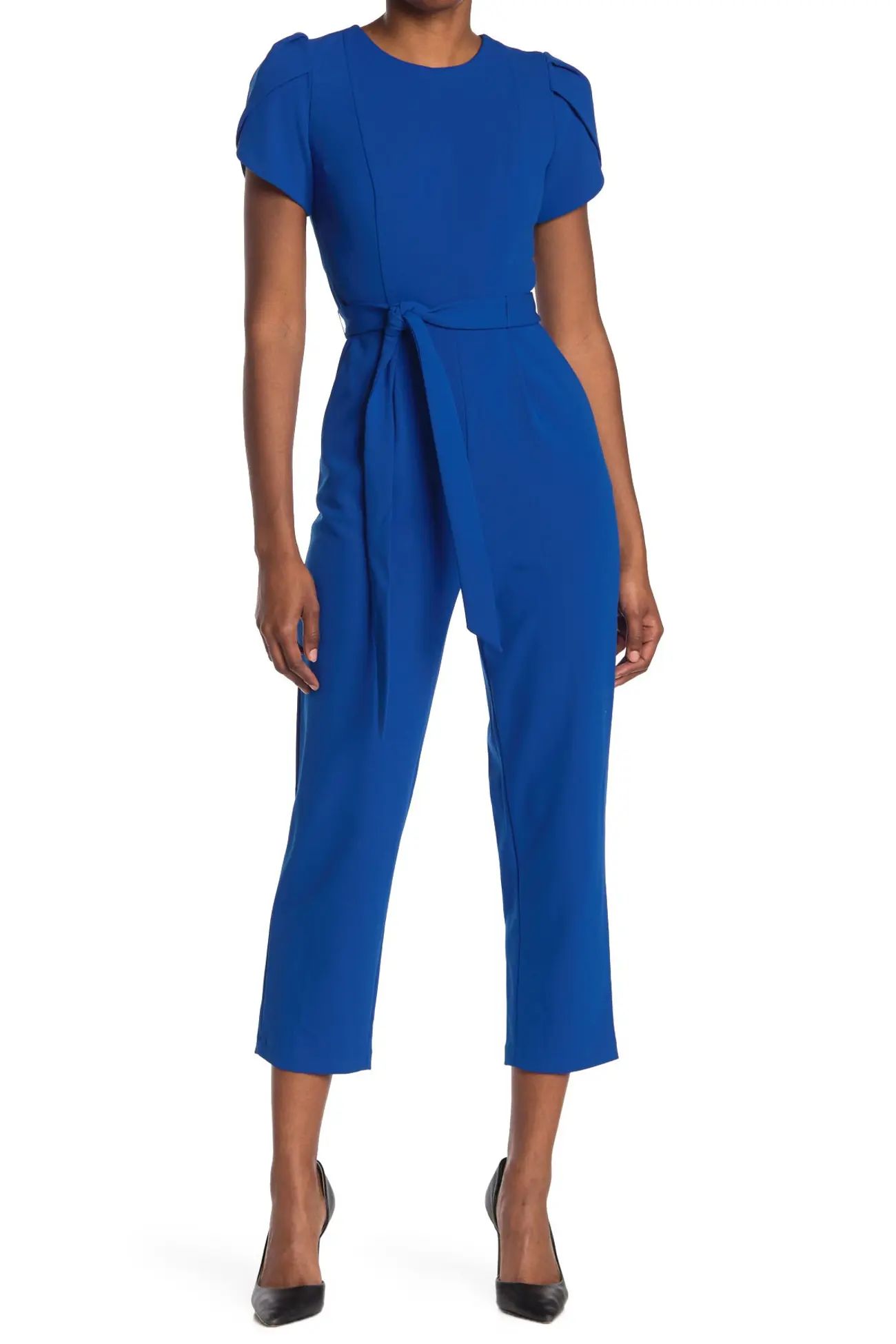 Calvin Klein | Puff Sleeve Tie Waist Crop Jumpsuit | Nordstrom Rack | Nordstrom Rack