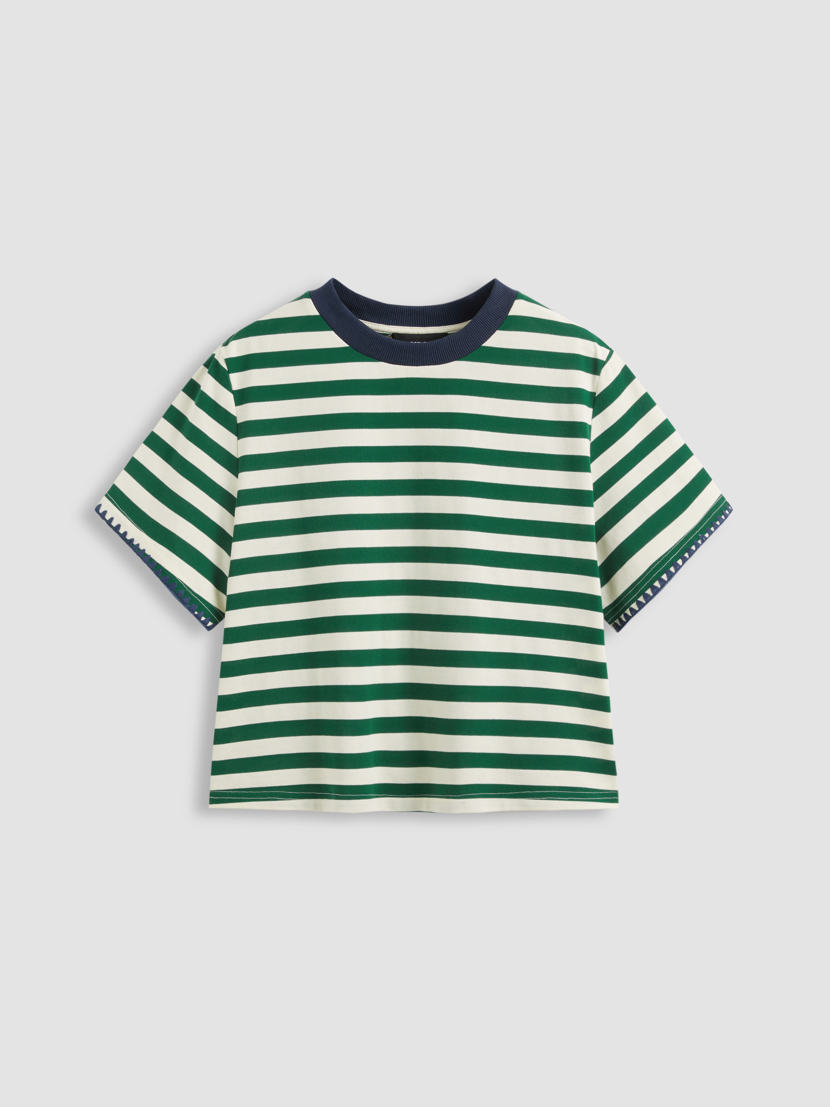 Knit Fabric Oversized Cotton-blend Stripe Tee For Daily Casual | Cider
