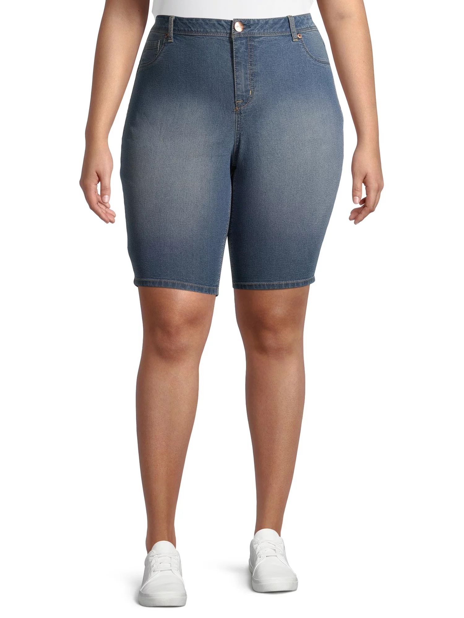 A3 Denim Women's Plus Size Basic Bermuda Shorts | Walmart (US)