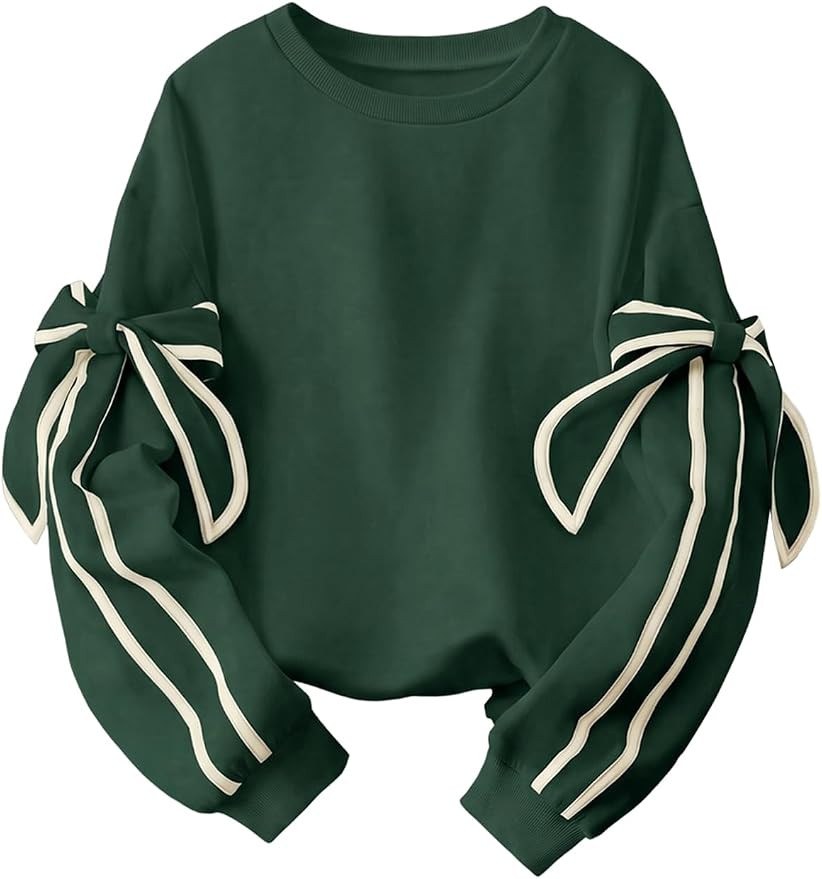 SHEWIN Womens Sweatshirt Crew Neck Bow Tie Long Sleeve Tops Oversized Sweatshirts Fall Outfits fo... | Amazon (US)
