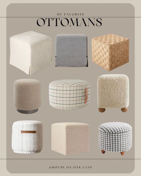 Ottoman favorites 

Stripe cube bun feet Sherpa stool houndstooth grid tan beige cream woven grey 

#LTKunder100 #LTKstyletip #LTKFind