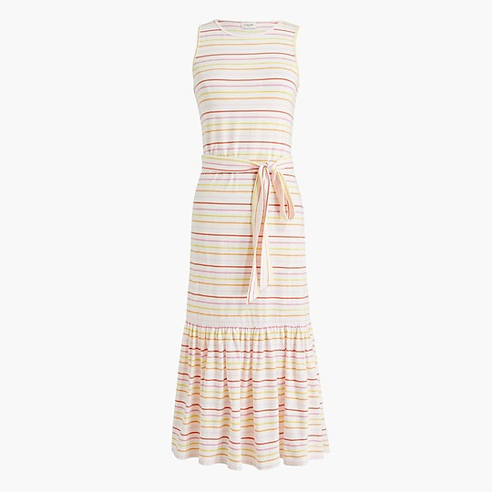 Factory: Striped Knit Tie-waist Midi Dress For Women | J.Crew Factory
