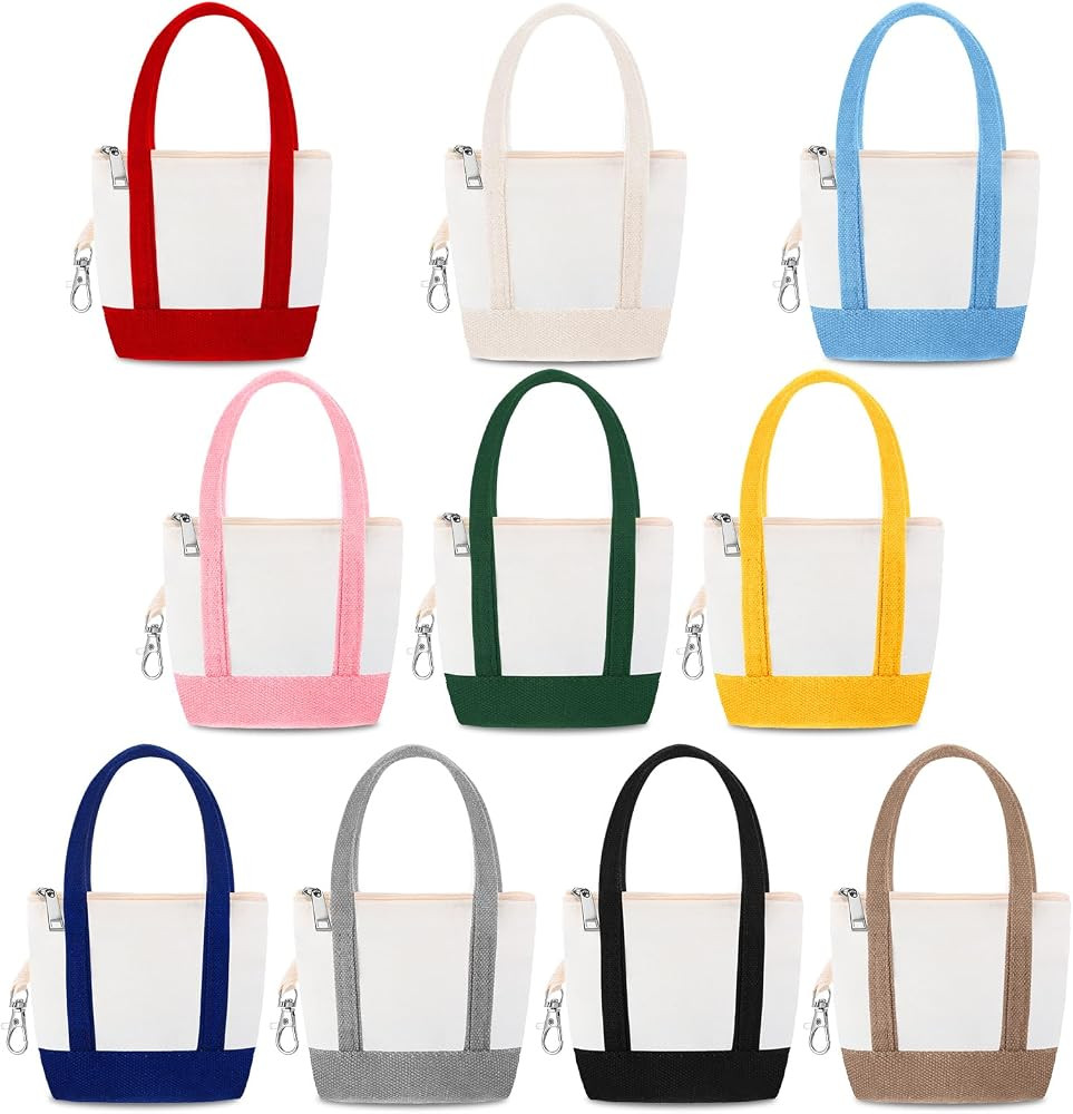 Kenning 10pcs Mini Tote Bag Keychain Canva Keychain | Amazon (US)
