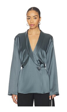 EAVES Sigrun Slouch Waist Robe Top in Granite from Revolve.com | Revolve Clothing (Global)
