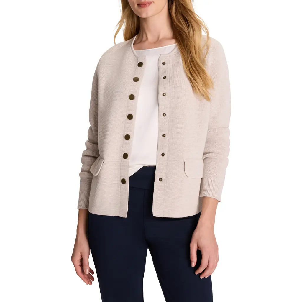 NIC+ZOE Collarless Knit Jacket in Sugar Cookie at Nordstrom, Size X-Small | Nordstrom