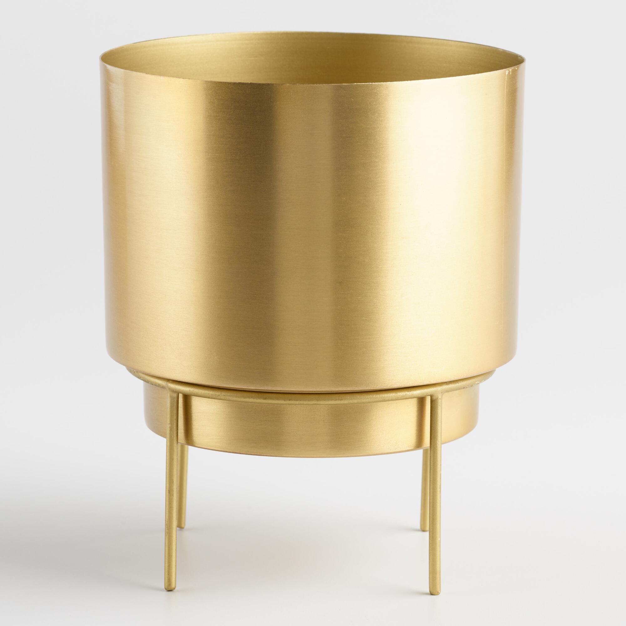 Brushed Gold Planter with Stand: Metallic/Gold - Tabletopplanter by World Market Tabletopplanter | World Market