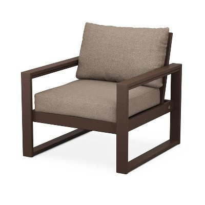 POLYWOOD EDGE Outdoor Patio Club Chair Mahogany/Spiced Burlap | Target