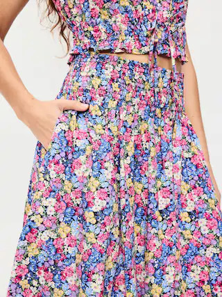 Smocked-Waist Midi Skirt | Old Navy (US)