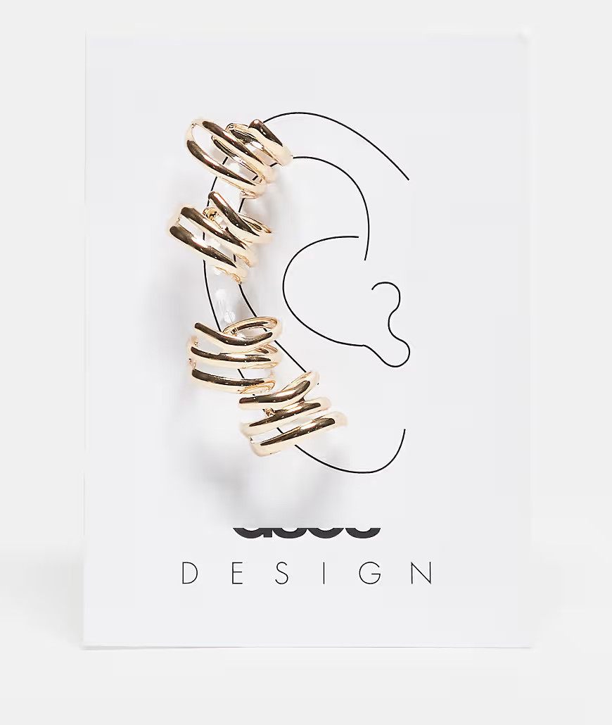 ASOS DESIGN – 4er-Pack mehrreihige Ear-Cuffs in Goldoptik-Goldfarben | ASOS (Global)