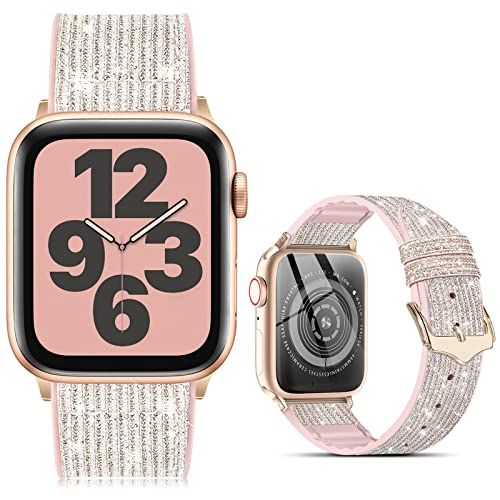 Compatible with Apple Watch Band 38mm 40mm 41mm 42mm 44mm 45mm, CTYBB Blingbling Sweatproof Genuine  | Amazon (US)